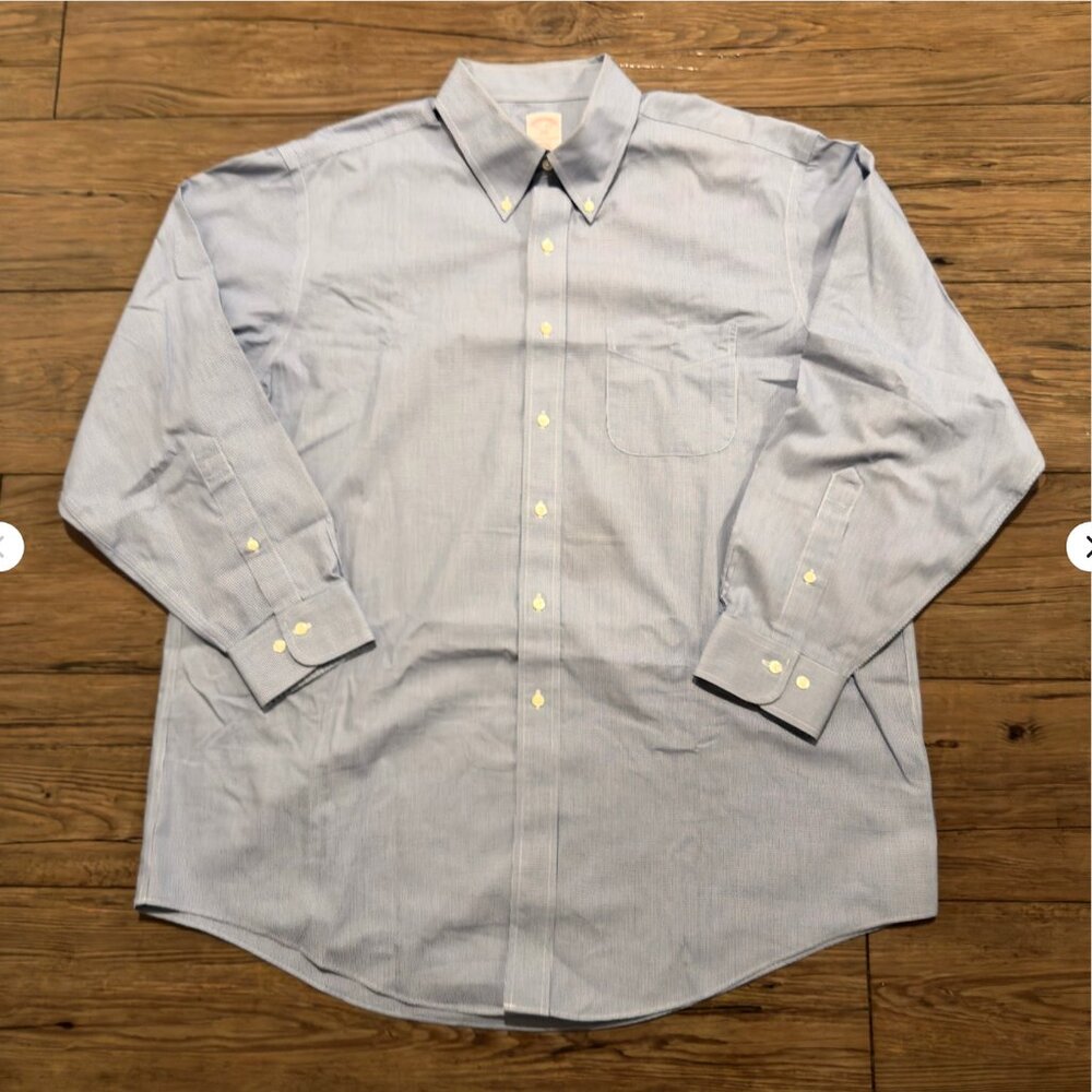 Brooks Brothers Dress Shirt Button‎ Down Cotton Light Blue 17.5 35